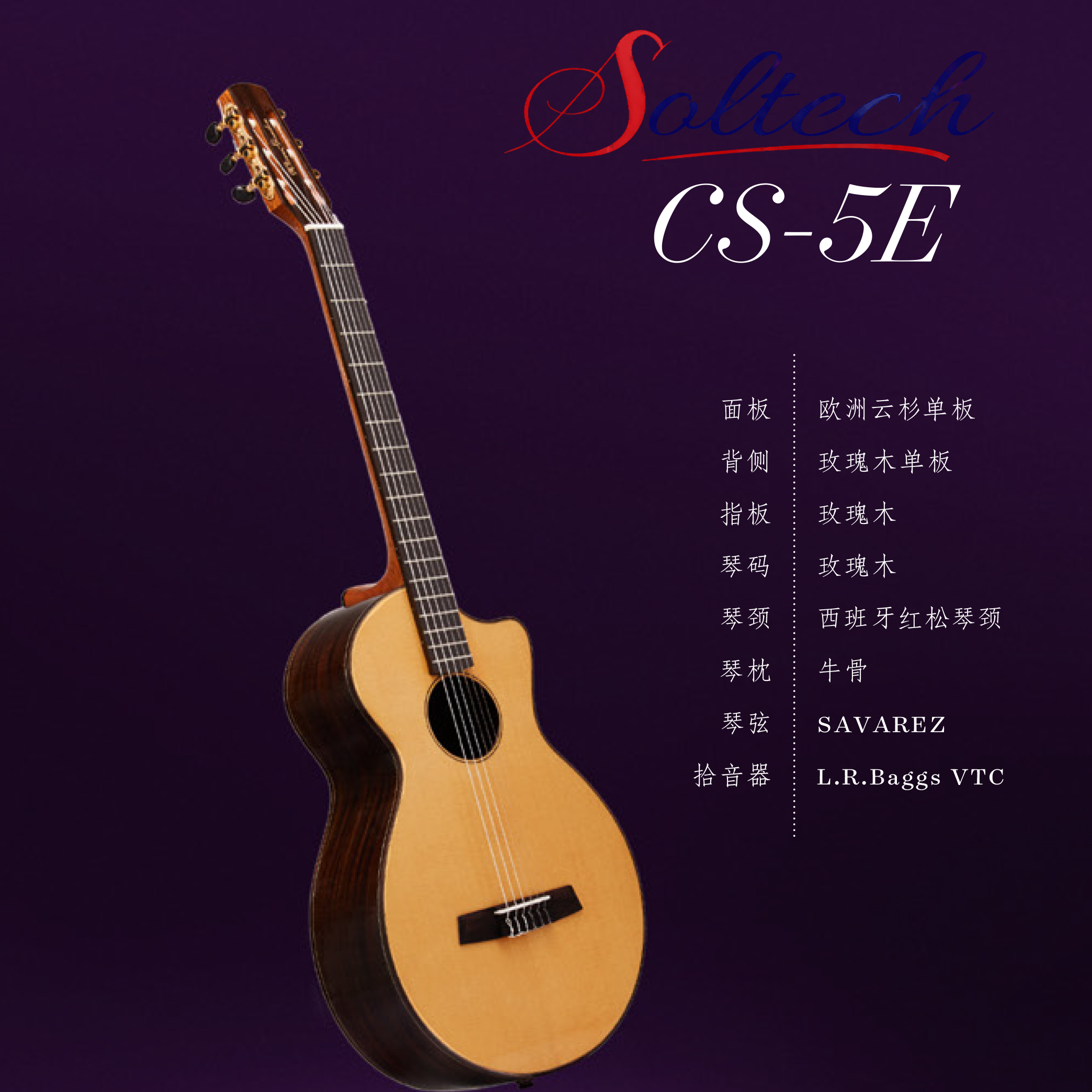 CS-5E Classic Guitar with Machine Head SAVAREZ - Guizhou Soltech 